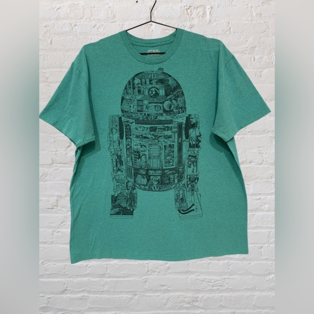 Star Wars T-Shirt Mens Green R2-D2 Robot‎ Short Sleeve Size XL.